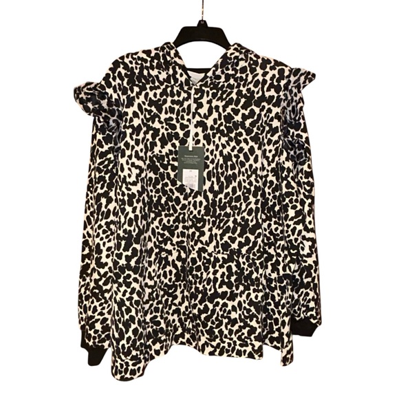 Sandy Liang Tops - Sandy Liang Target Black White‎ Animal Print Ruffle Hoodie Sweatshirt 2X, 4X NWT